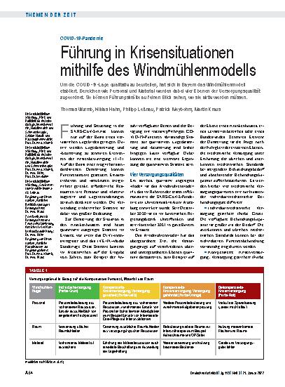 Vorschauseite 1: COVID-19-Pandemie: Führung in Krisensituationen mithilfe des Windmühlenmodells