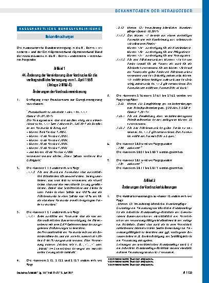 Vorschauseite 1: 44. Änderung der Vereinbarung über Vordrucke für die vertragsärztliche Versorgung vom 1. April 1995 (Anlage 2 BMV-Ä)