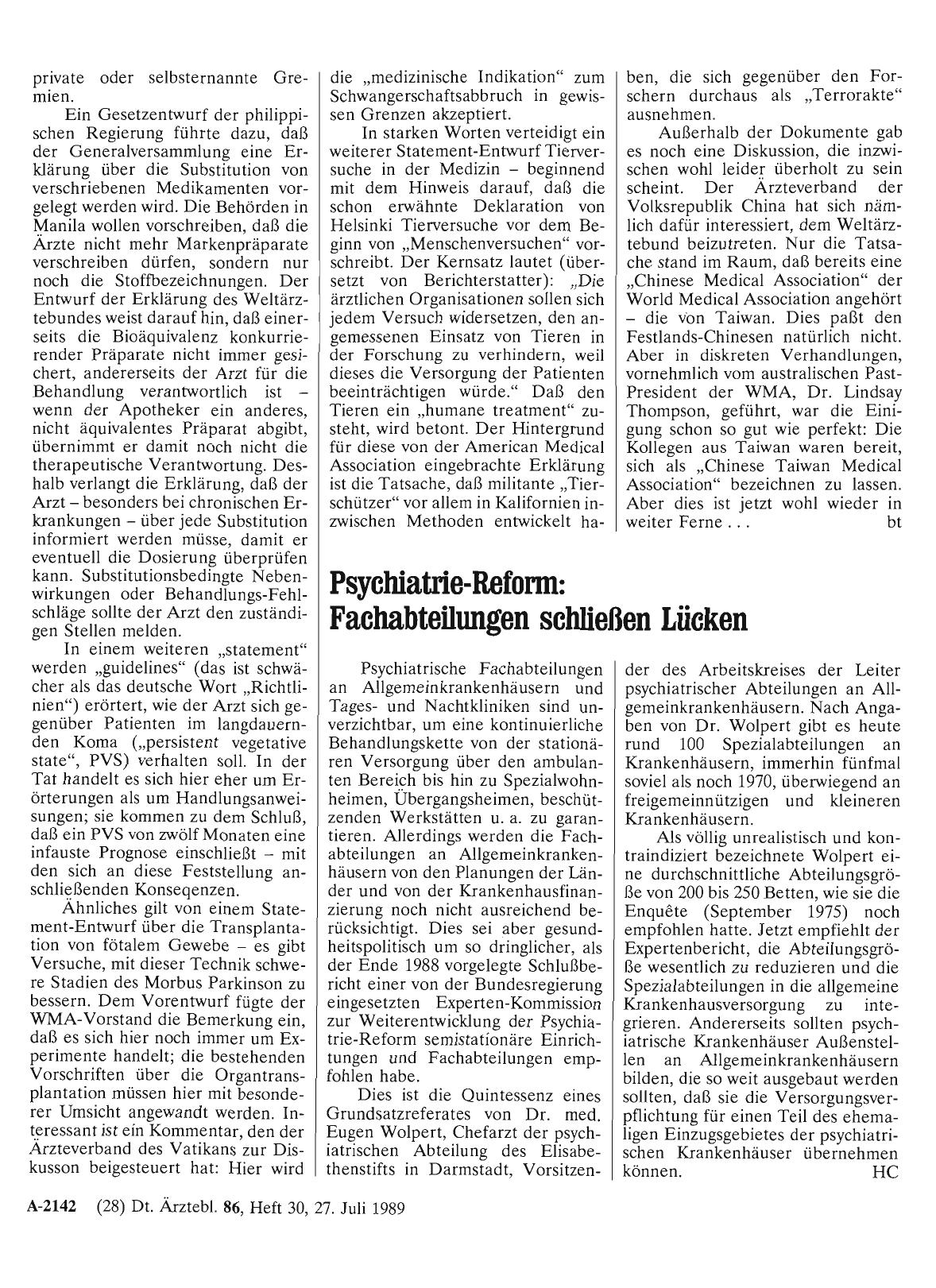 Vorschauseite 1: Psychiatrie-Reform: Fachabteilungen schließen Lücken