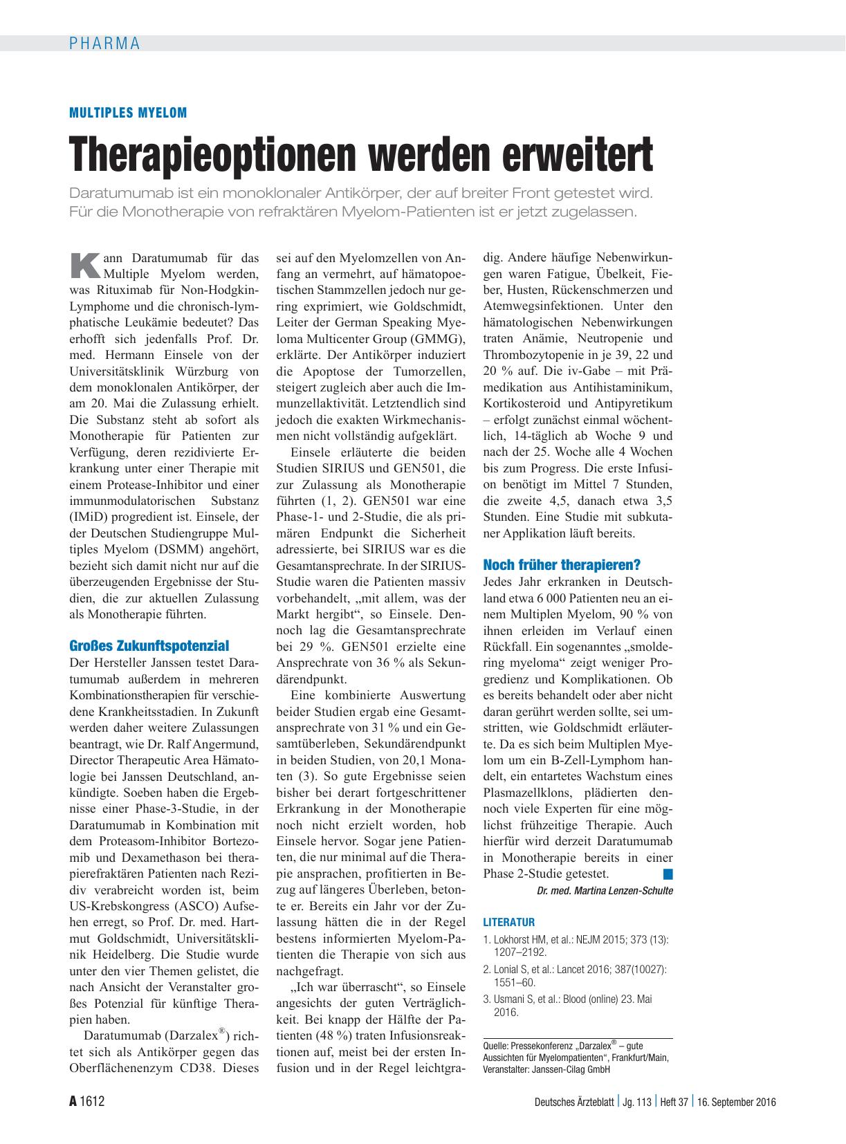 Vorschauseite 1: Multiples Myelom: Therapieoptionen werden erweitert