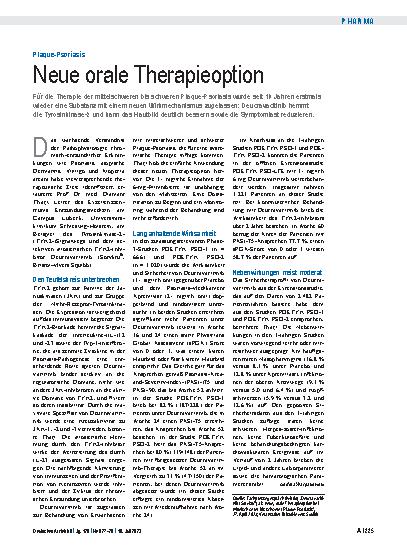 Vorschauseite 1: Plaque-Psoriasis: Neue orale Therapieoption