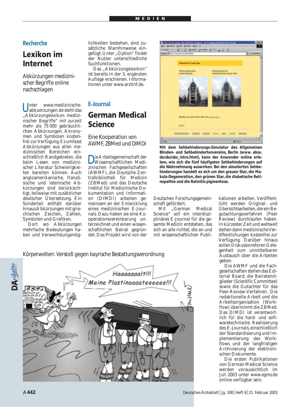 Vorschauseite 1: E-Journal: German Medical Science