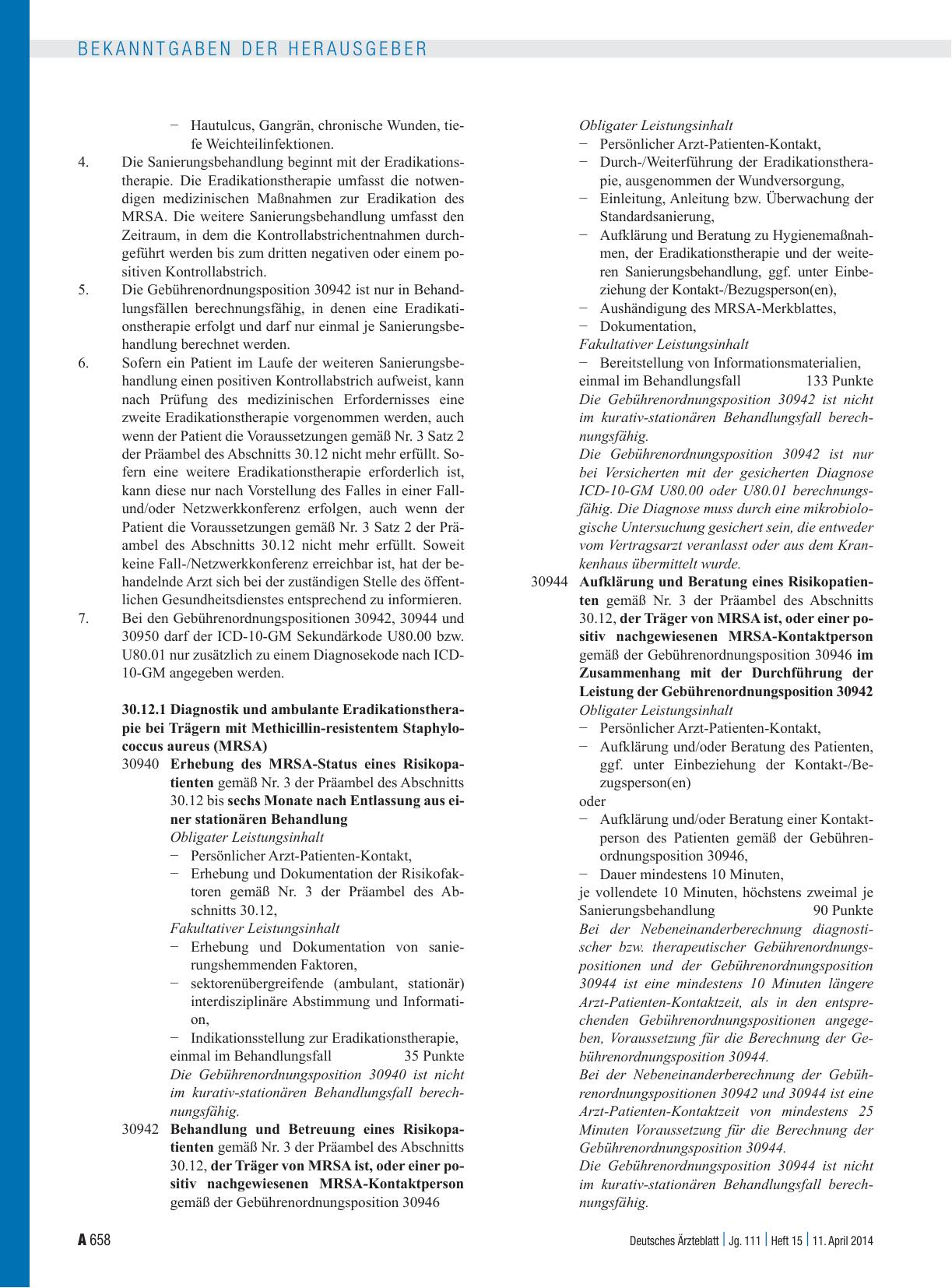 Vorschauseite 2: Beschluss des Bewertungsausschusses nach § 87 Abs. 1 Satz 1 SGB V in seiner 323. Sitzung am 25. März 2014 zur Änderung des Einheitlichen Bewertungsmaßstabes (EBM) – Aufnahme von ä…