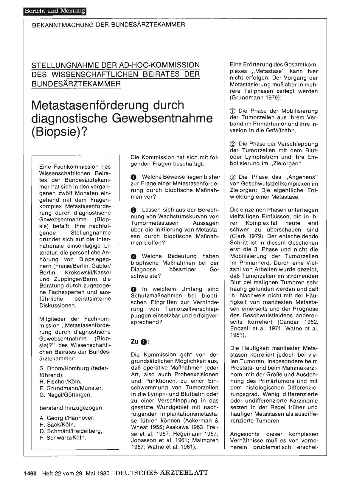 Vorschauseite 1: Metastasenförderung durch diagnostische Gewebsentnahme (Biopsie)?