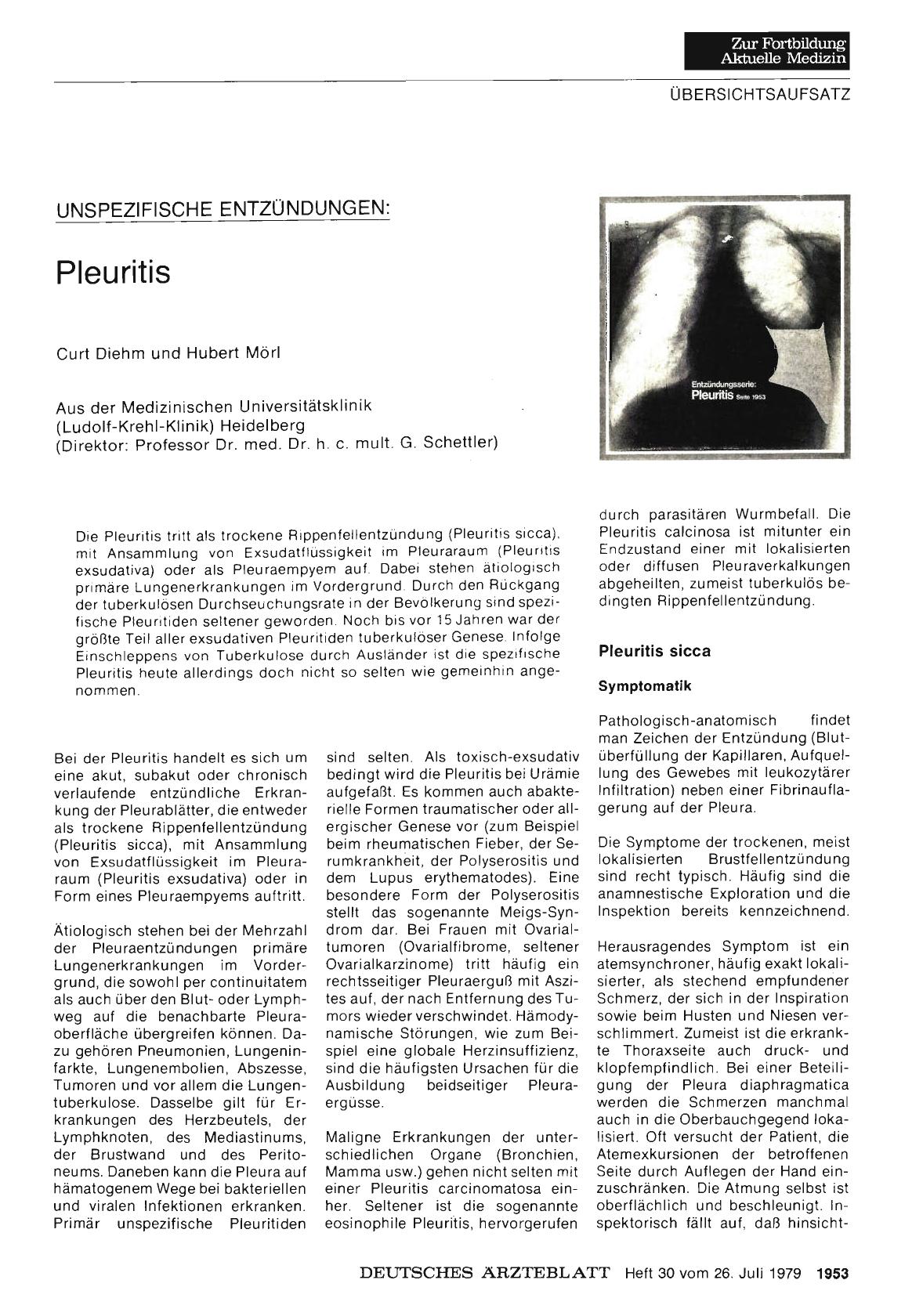 Vorschauseite 1: Unspezifische Entzündungen: Pleuritis