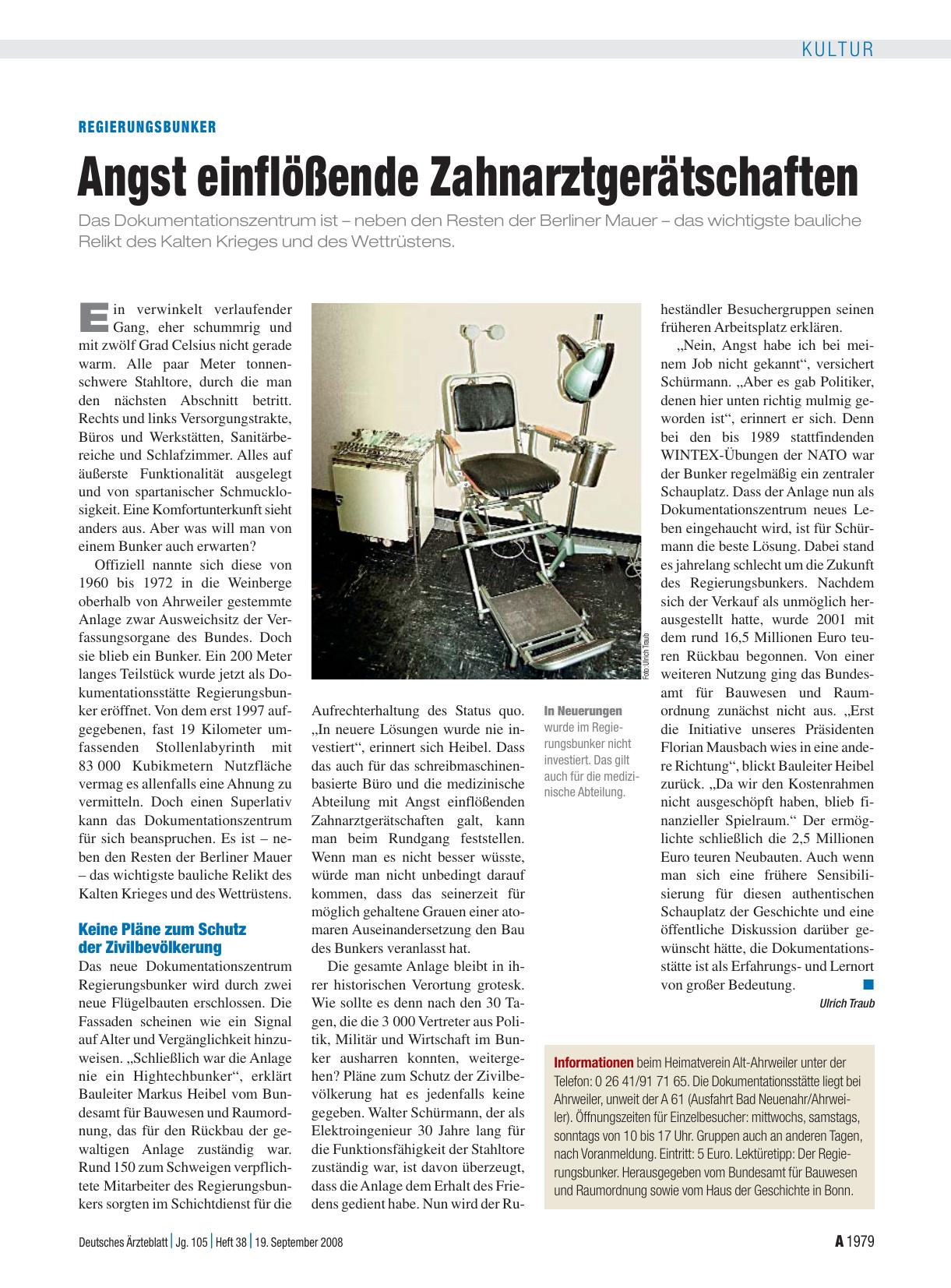 Vorschauseite 1: Regierungsbunker: Angst einflößende Zahnarztgerätschaften