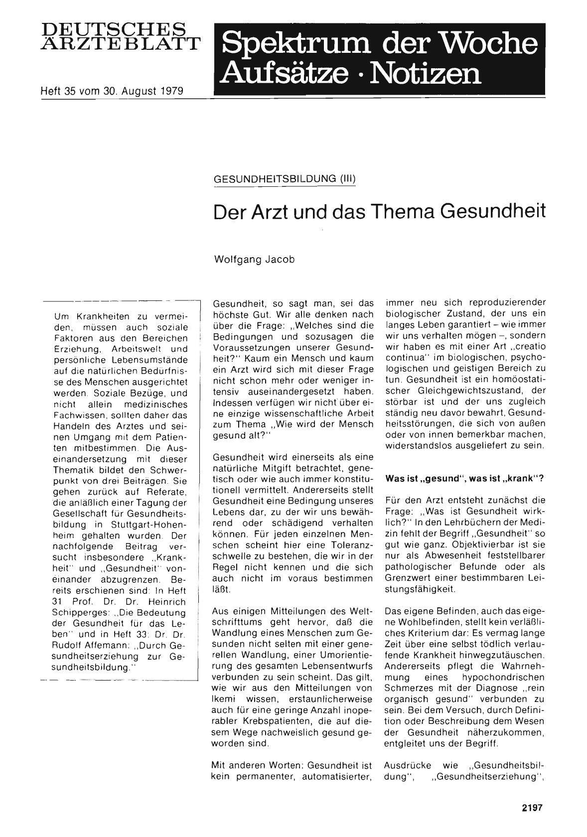 Vorschauseite 1: GESUNDHEITSBILDUNG (III): Der Arzt und das Thema Gesundheit