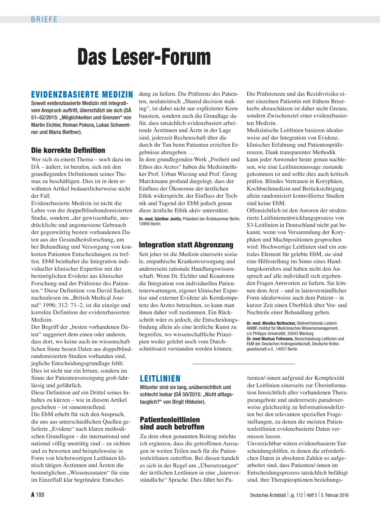 Vorschauseite 1: Evidenzbasierte Medizin: Die korrekte Definition