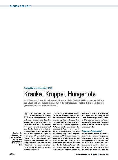 Vorschauseite 1: Deutschland im November 1918: Kranke, Krüppel, Hungertote