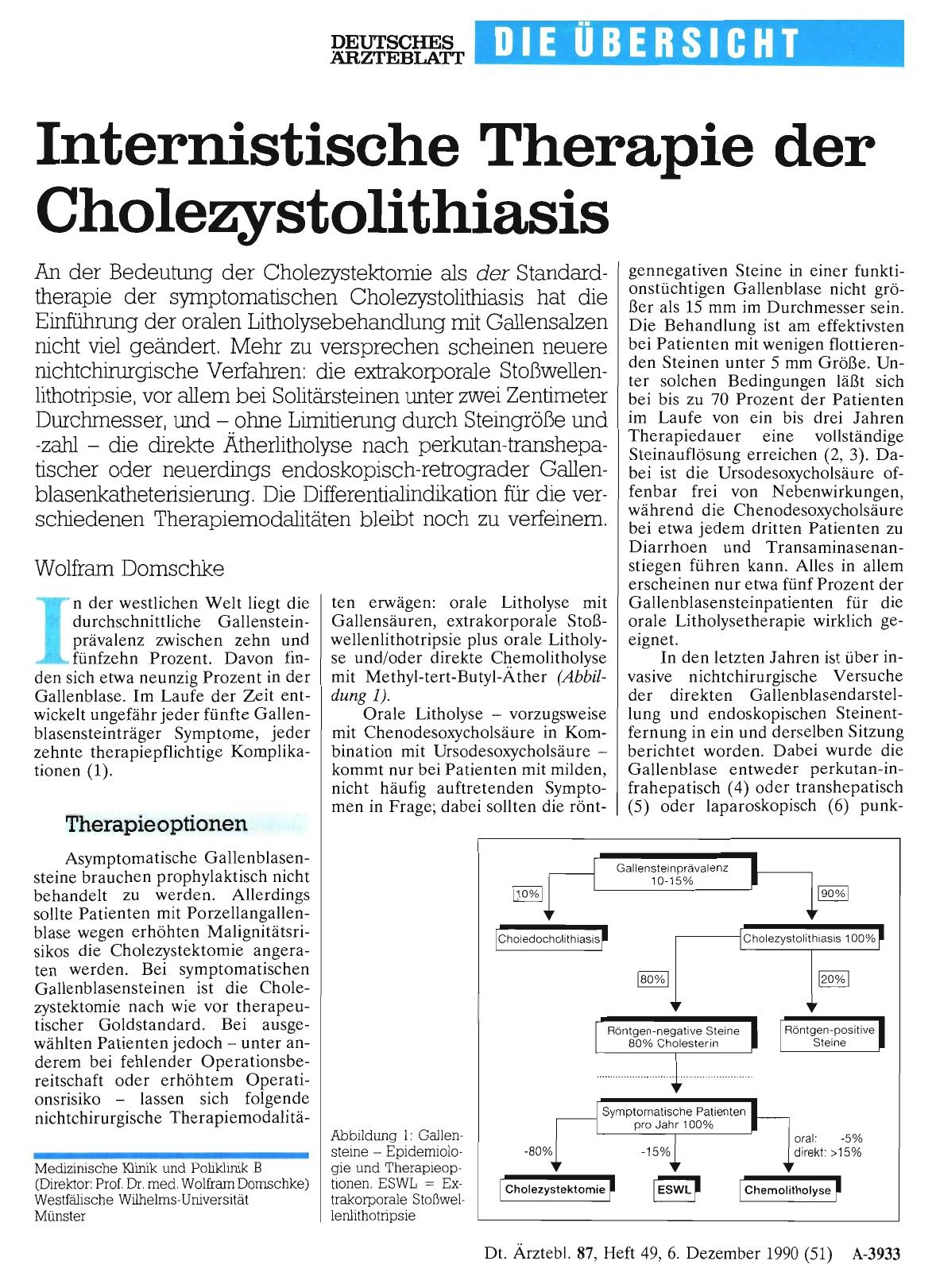 Vorschauseite 1: Internistische Therapie der Cholezystolithiasis