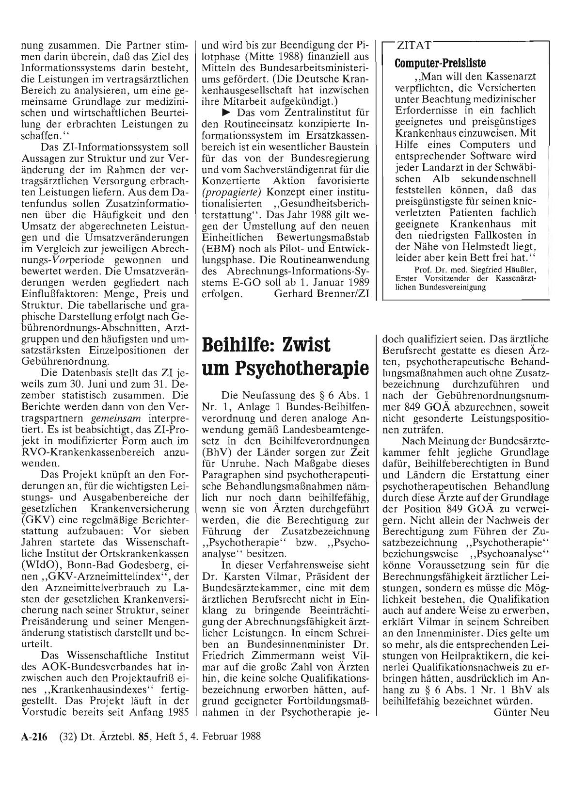 Vorschauseite 1: Beihilfe: Zwist um Psychotherapie