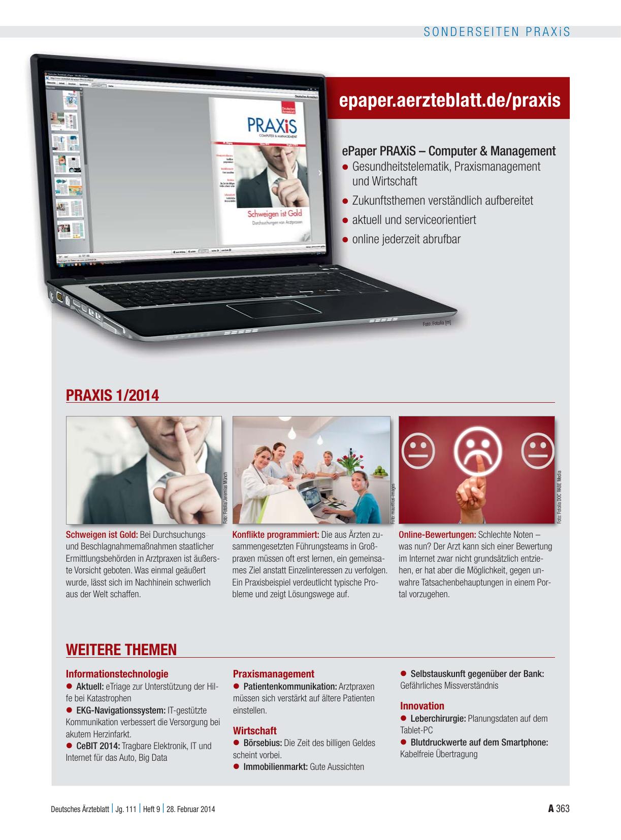 Vorschauseite 1: ePaper PRAXiS – Computer & Management Praxis