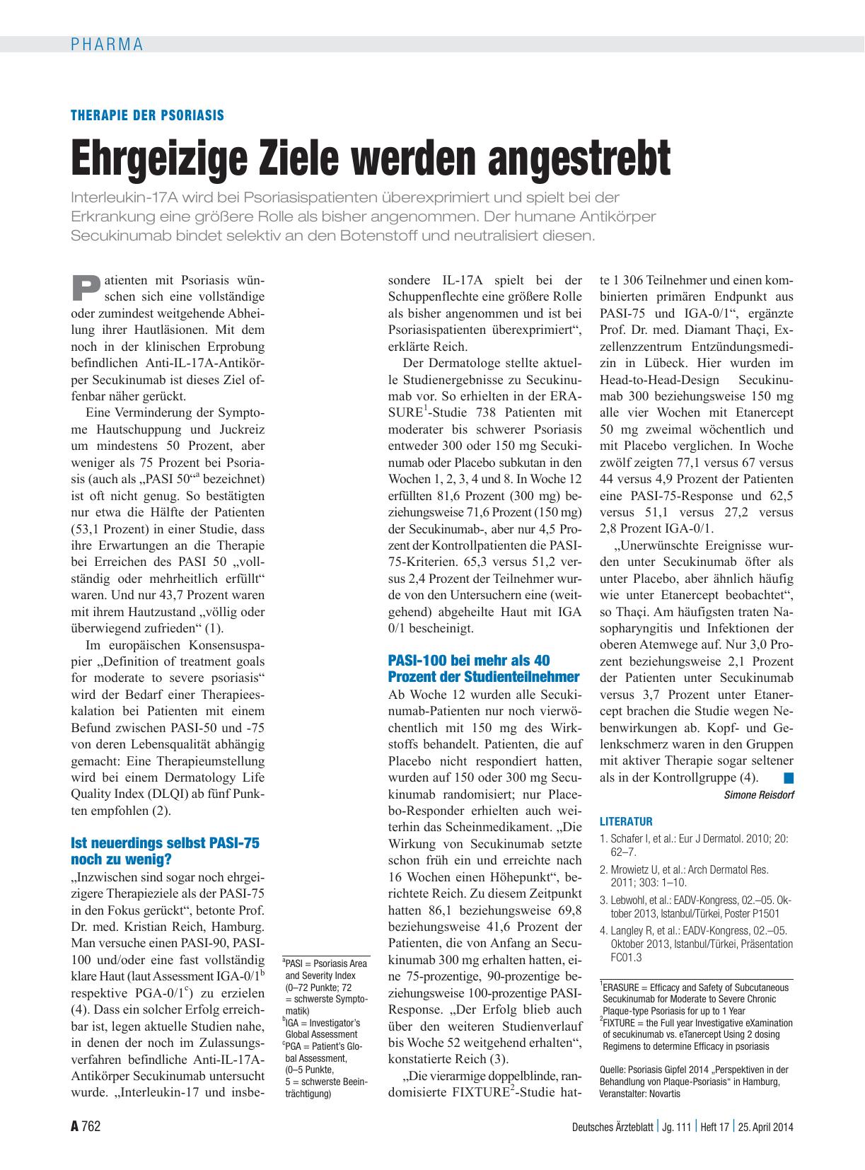 Vorschauseite 1: Therapie der Psoriasis: Ehrgeizige Ziele werden angestrebt