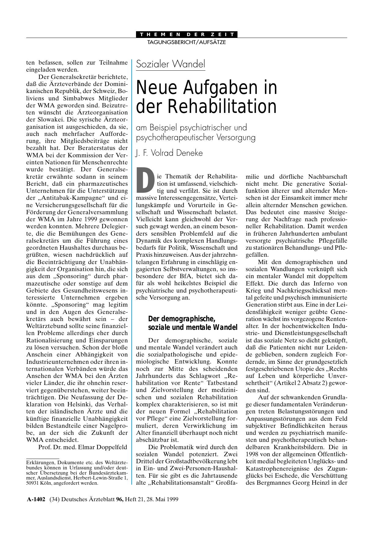 Vorschauseite 1: Sozialer Wandel: Neue Aufgaben in der Rehabilitation