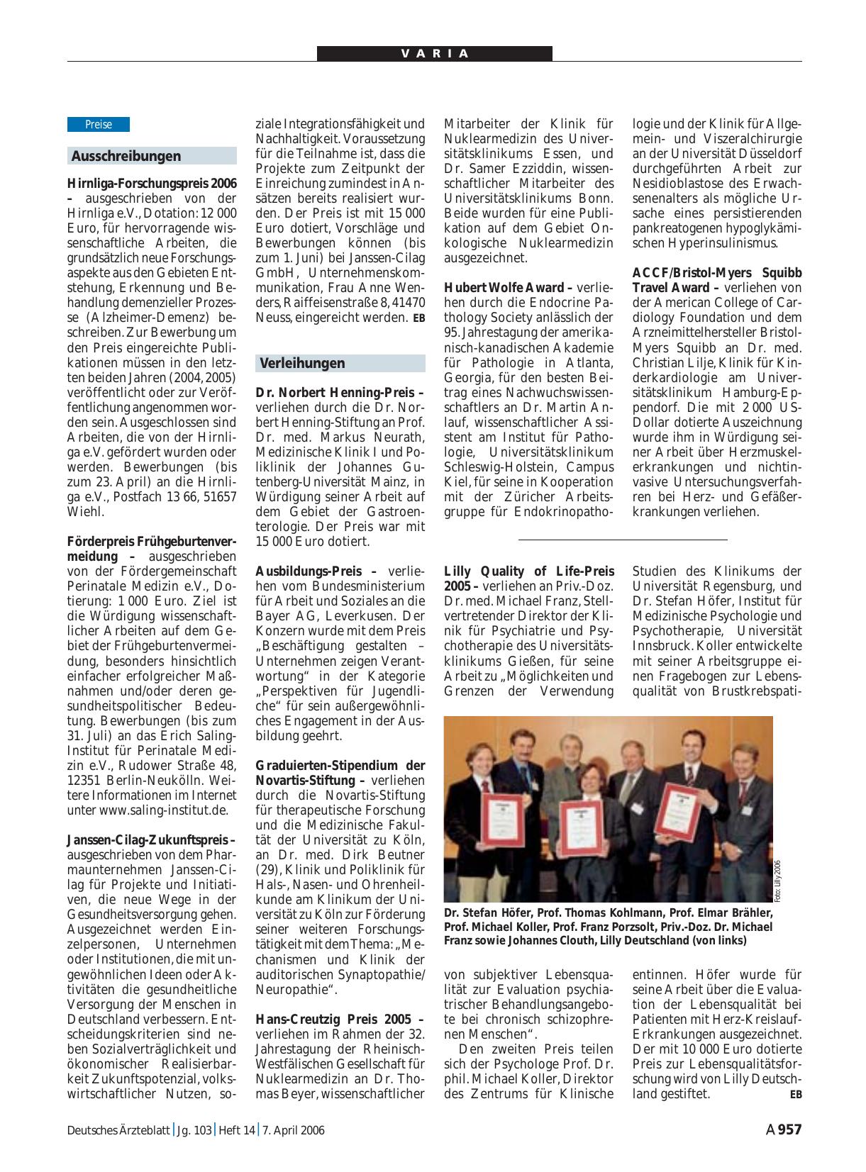 Vorschauseite 1: Ausschreibungen