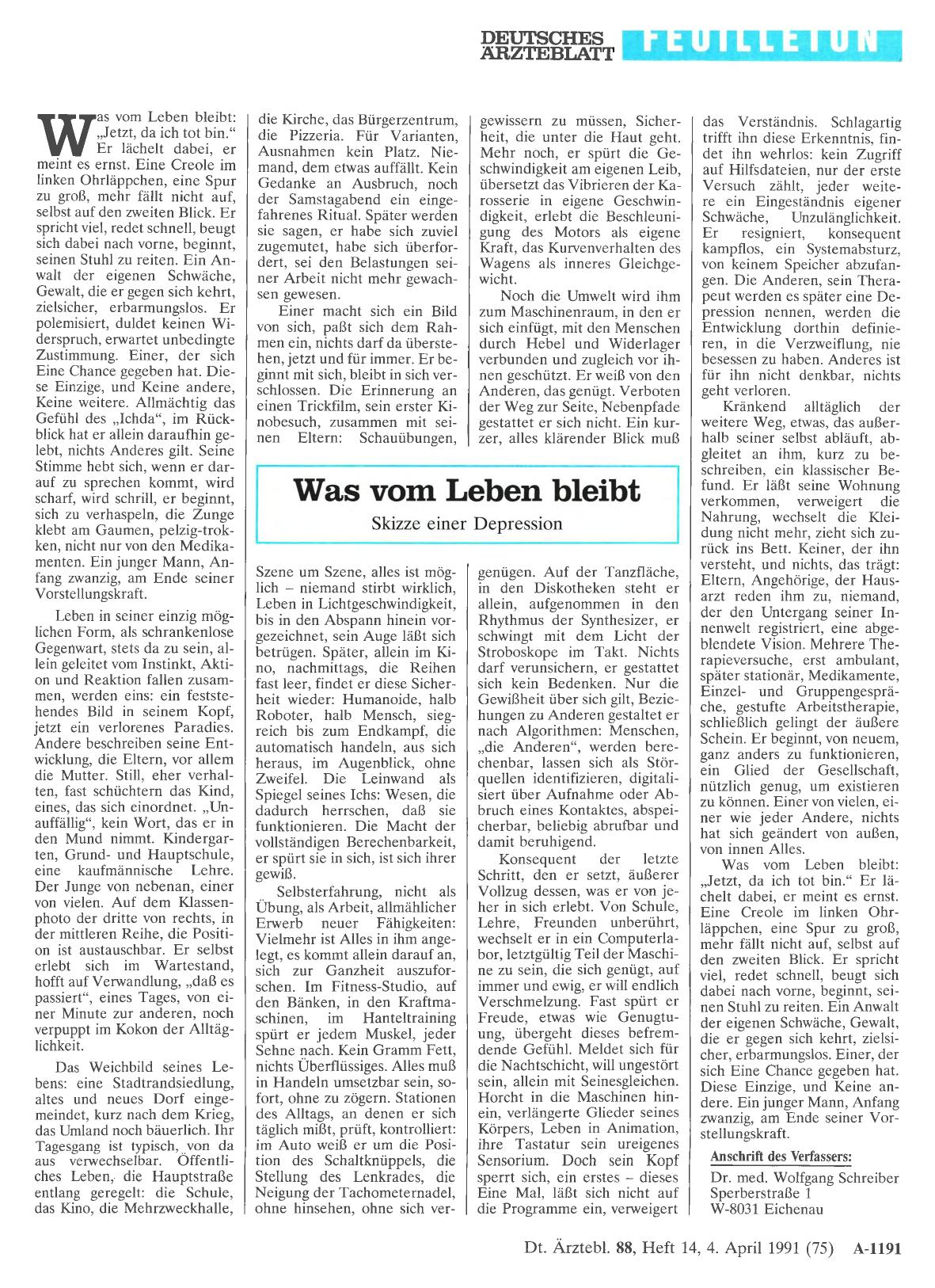 Vorschauseite 1: Was vom Leben bleibt: Skizze einer Depression