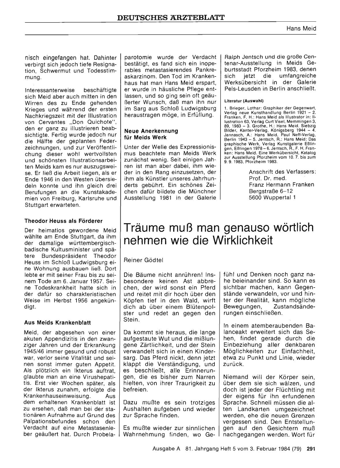 Vorschauseite 1: Träume muß man genauso wörtlich nehmen wie die Wirklichkeit