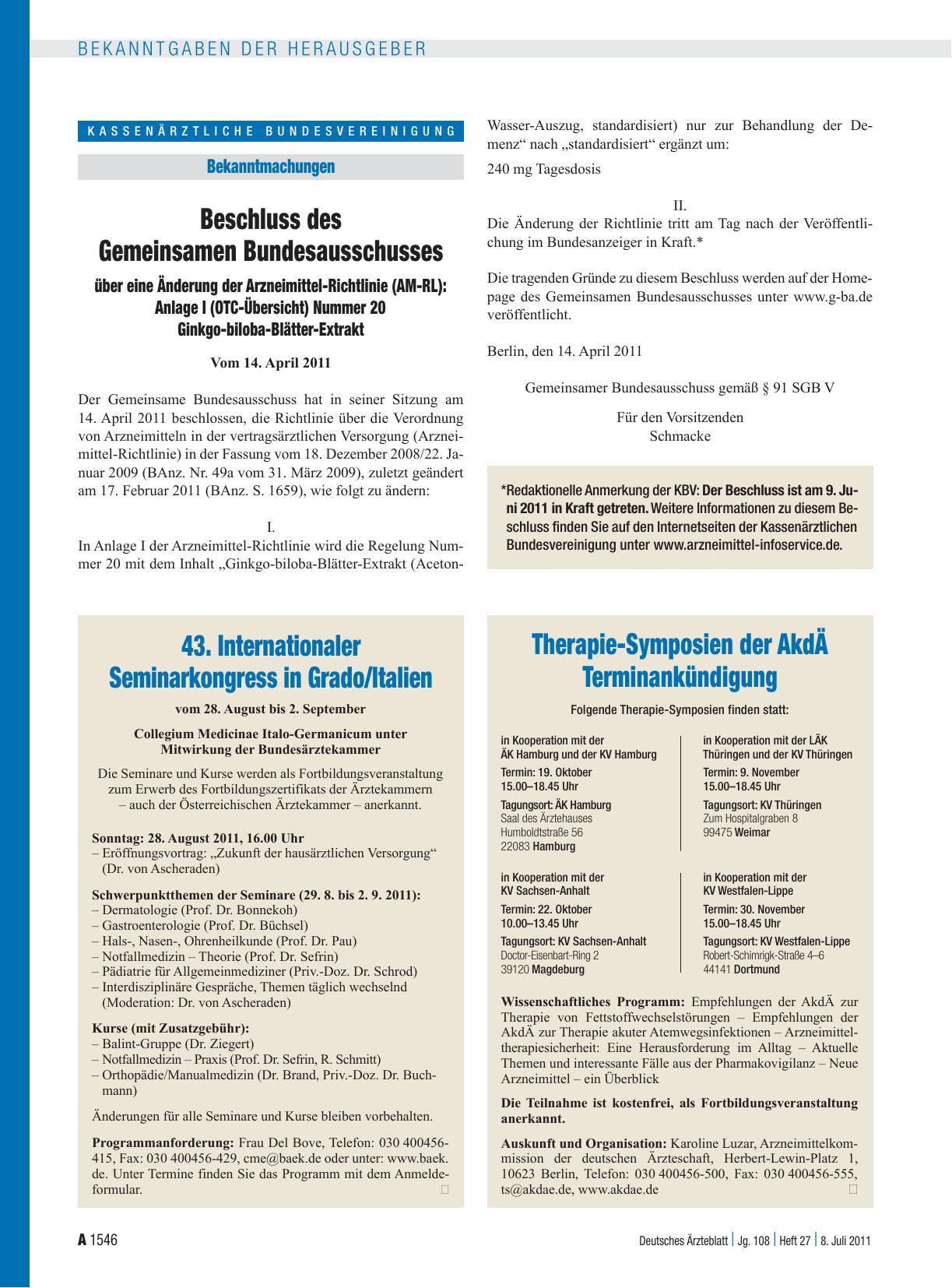 Vorschauseite 1: 43. Internationaler Seminarkongress in Grado/Italien