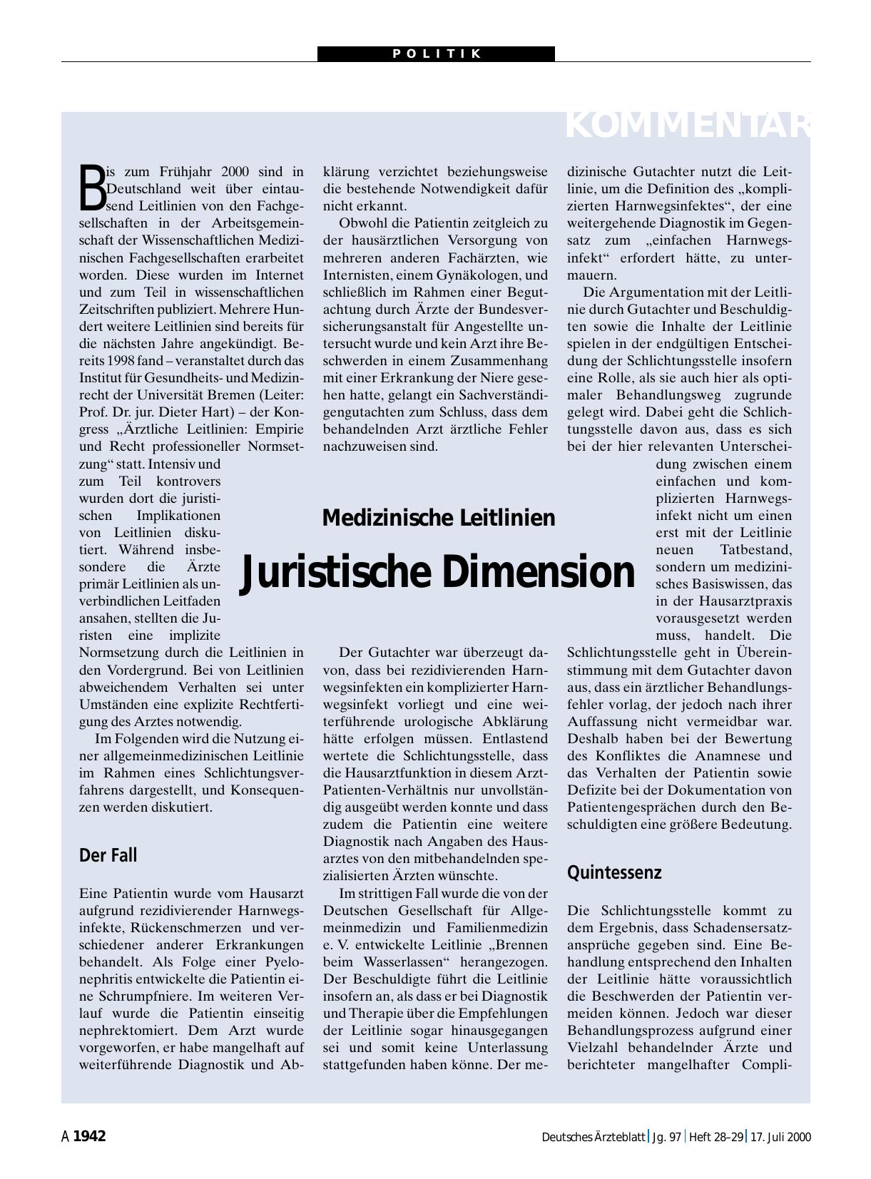 Vorschauseite 1: Medizinische Leitlinien: Juristische Dimension