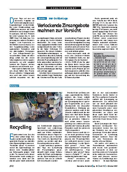 Vorschauseite 1: zur Geldanlage: Verlockende Zinsangebote mahnen zur Vorsicht