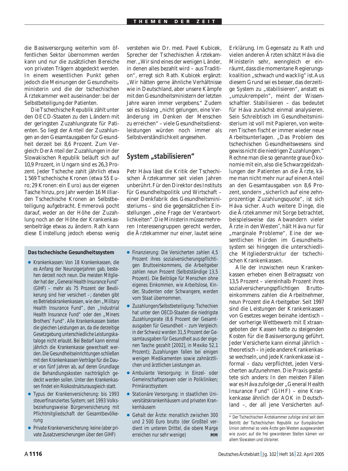 Vorschauseite 1: Das tschechische Gesundheitssystem