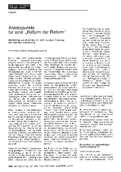 Vorschauseite 1: Ansatzpunkte für eine „Reform der Reform“