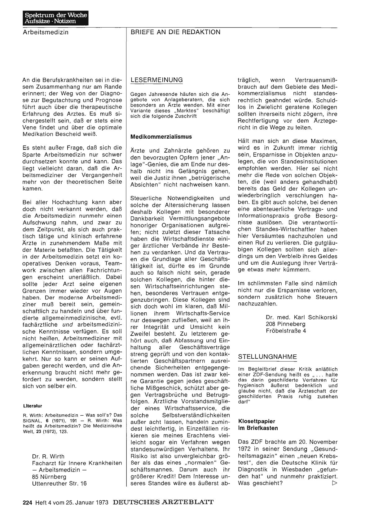 Vorschauseite 1: Lesermeinung: Medikommerzialismus