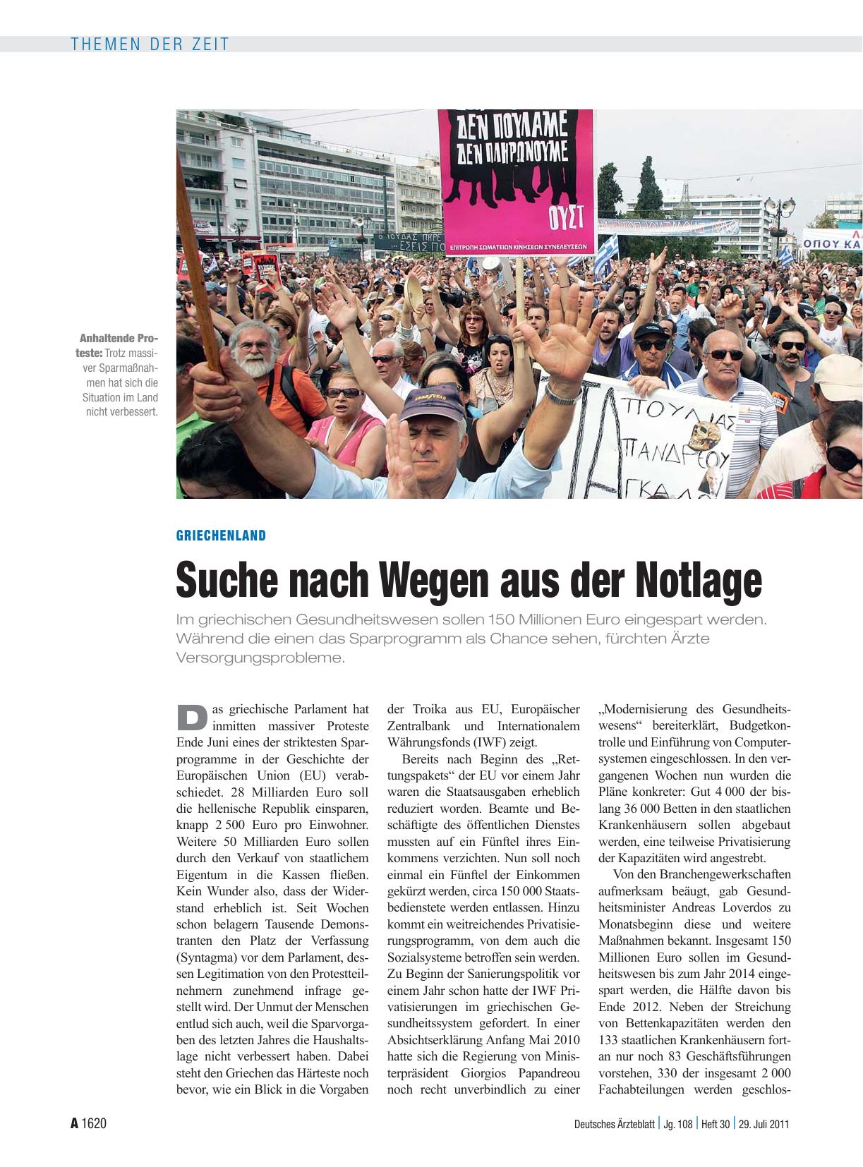 Vorschauseite 1: Griechenland: Suche nach Wegen aus der Notlage
