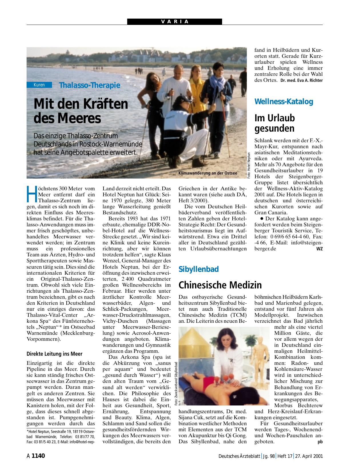 Vorschauseite 1: Thalasso-Therapie: Mit den Kräften des Meeres