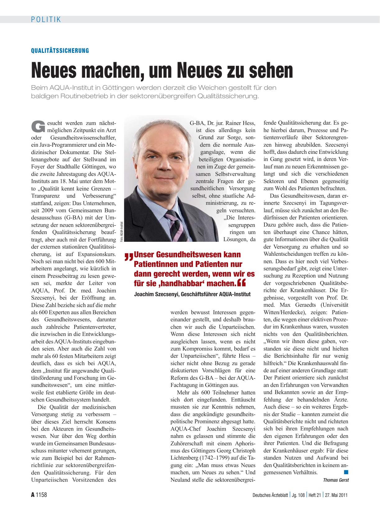 Vorschauseite 1: Qualitätssicherung: Neues machen, um Neues zu sehen