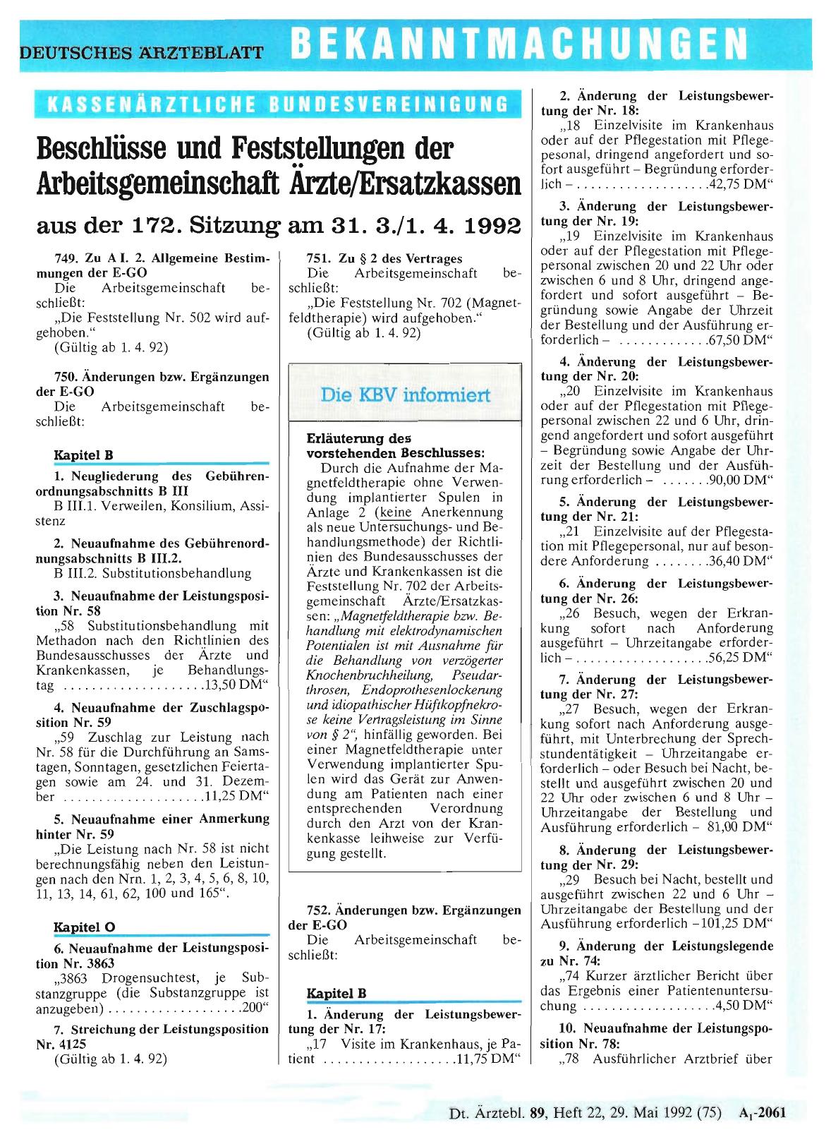 Vorschauseite 1: Beschlüsse und Feststellungen der Arbeitsgemeinschaft Ärzte/Ersatzkassen