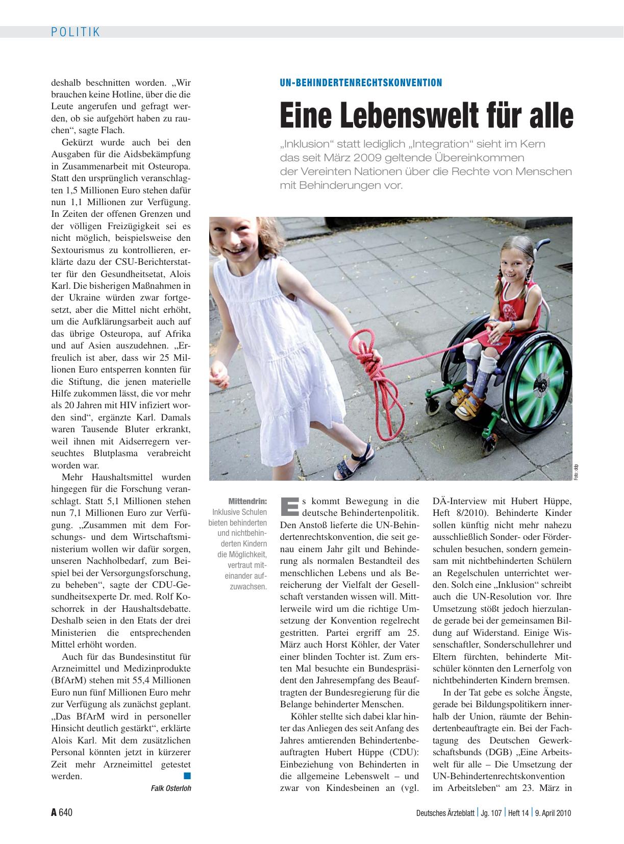 Vorschauseite 1: UN-Behindertenrechtskonvention: Eine Lebenswelt für alle