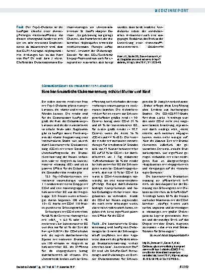 Vorschauseite 1: Schwangerschaft bei Frauen mit Typ-1-Diabetes: Eine kontinuierliche Glukosemessung schützt Mutter und Kind