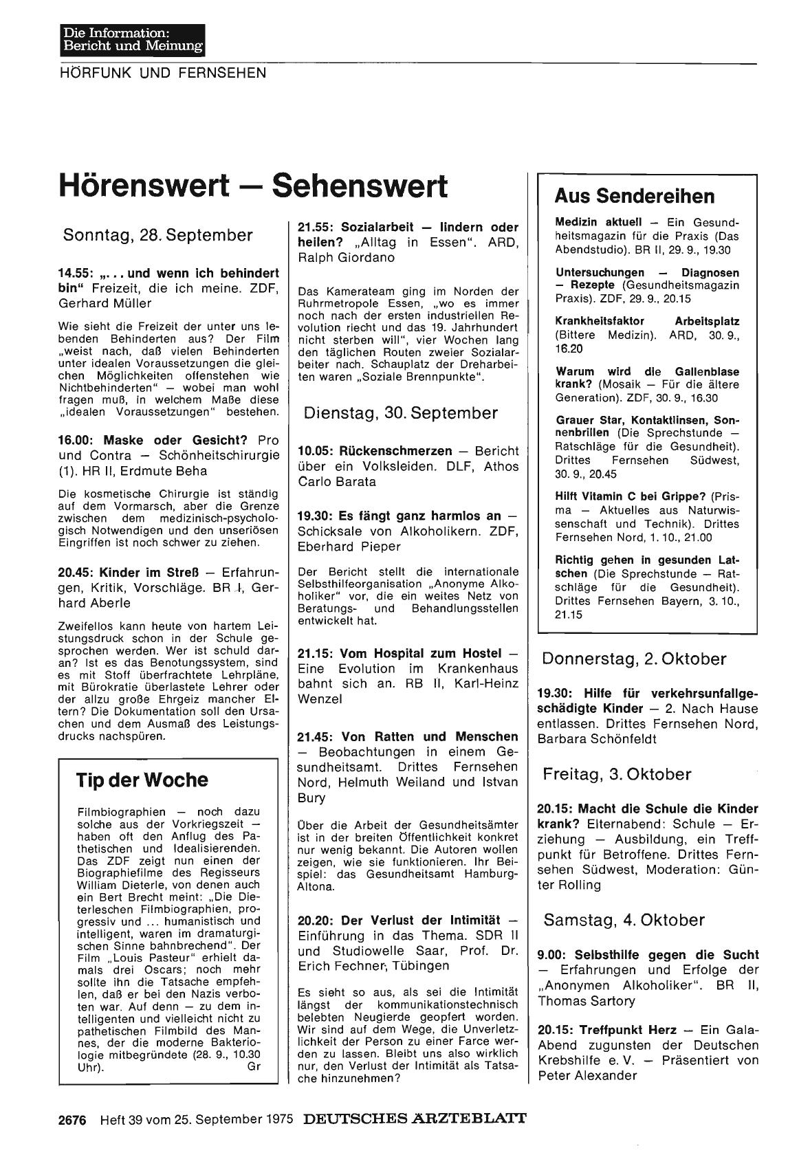 Vorschauseite 1: Tip der Woche