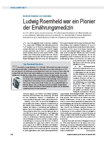 Vorschauseite 1: Berühmte Entdecker von Krankheiten: Ludwig Roemheld war ein Pionier der Ernährungsmedizin