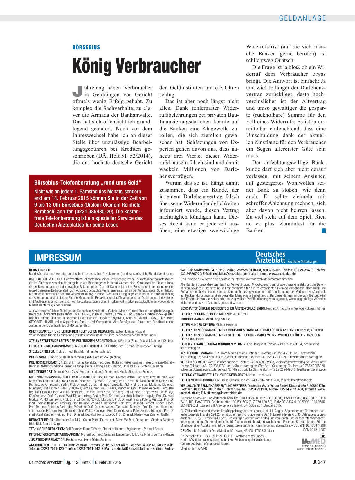 Vorschauseite 1: Börsebius: König Verbraucher