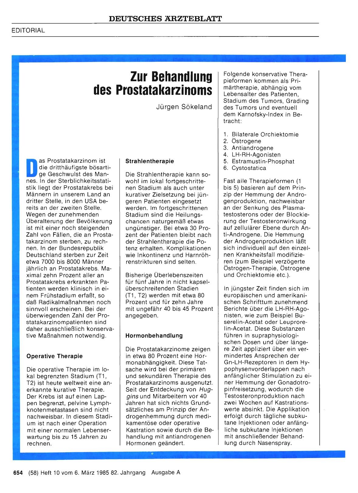 Vorschauseite 1: Zur Behandlung des Prostatakarzinoms
