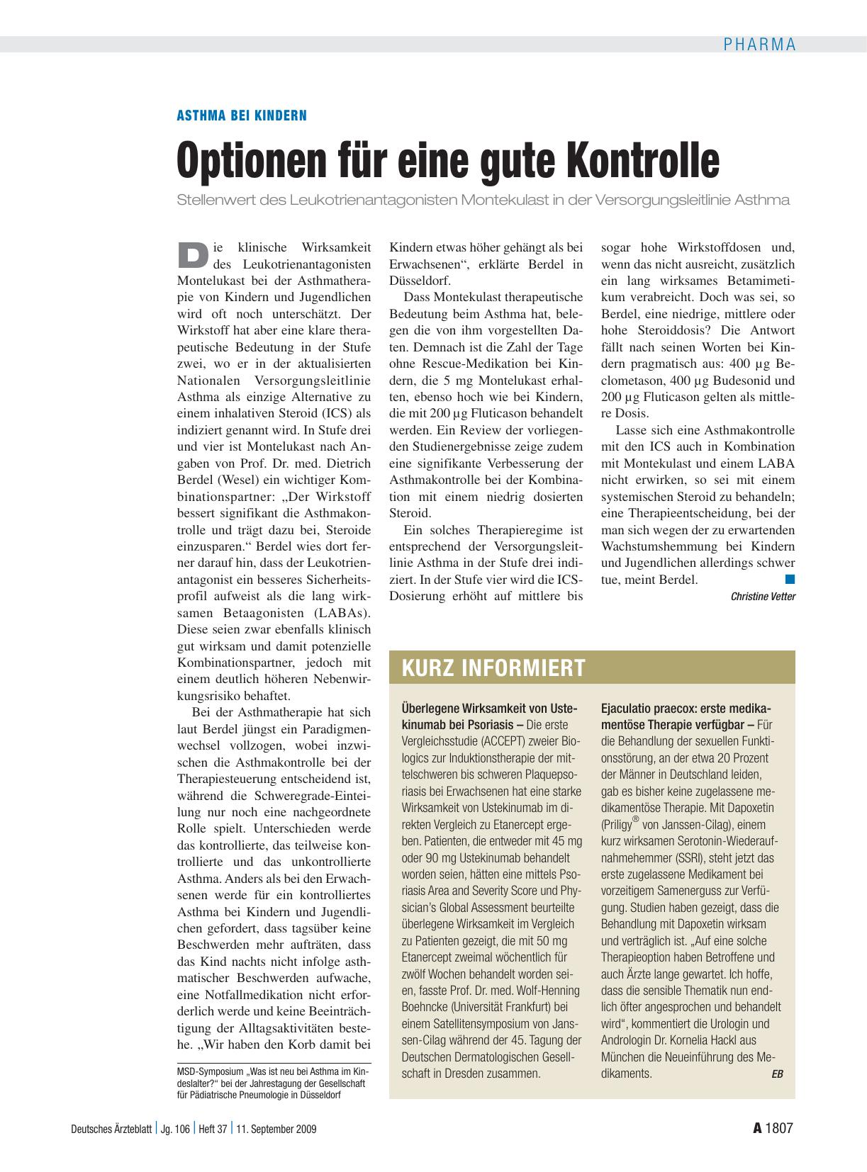Vorschauseite 1: Asthma bei Kindern: Optionen für eine gute Kontrolle