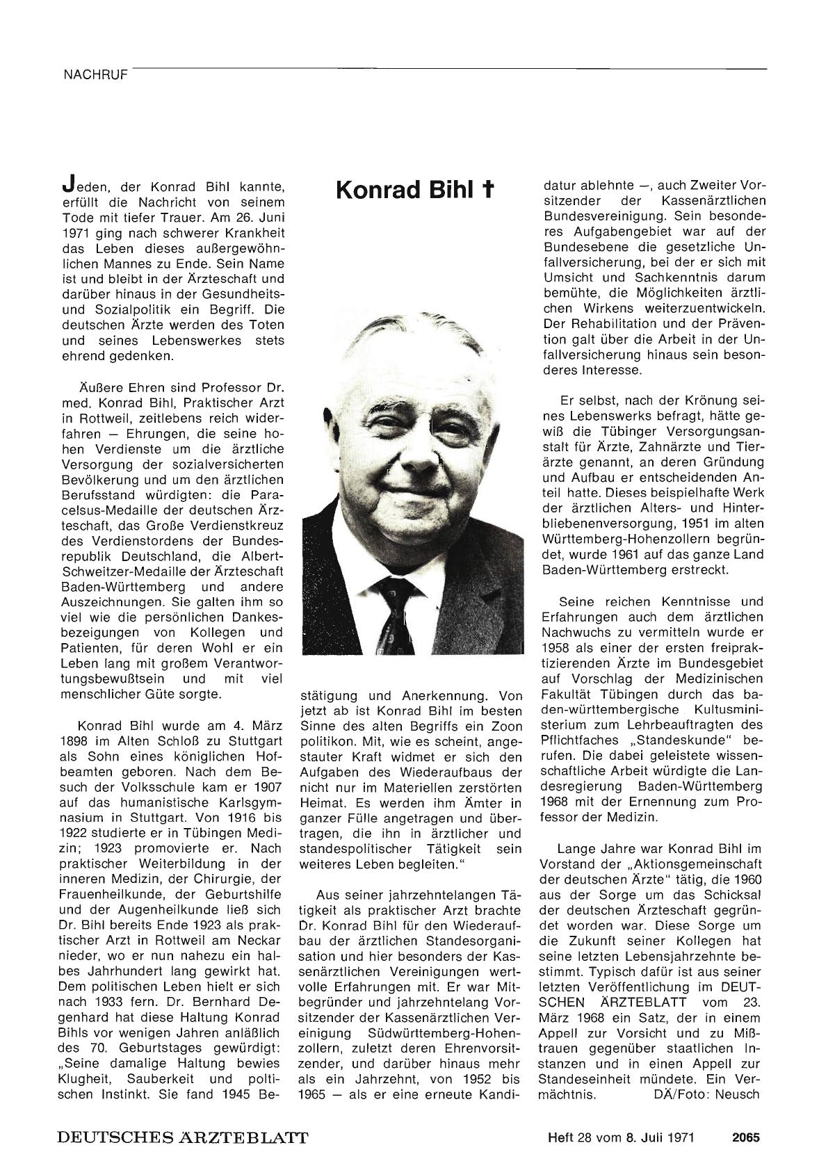 Vorschauseite 1: Konrad Bihl †