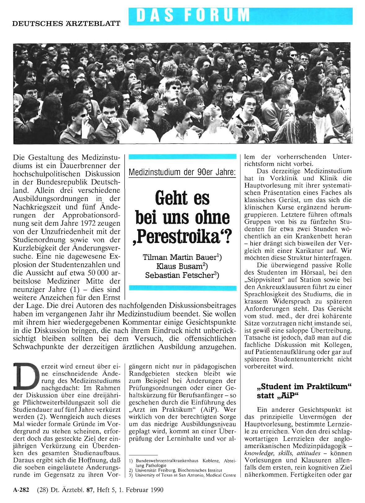 Vorschauseite 1: Medizinstudium der 90er Jahre: Geht es bei uns ohne, Perestroika`?