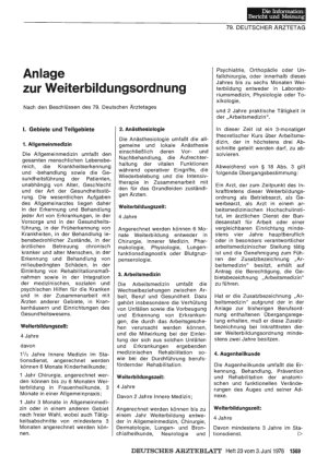 Vorschauseite 1: Anlage zur Weiterbildungsordnung — Nach den Beschlüssen des 79. Deutschen Ärztetages