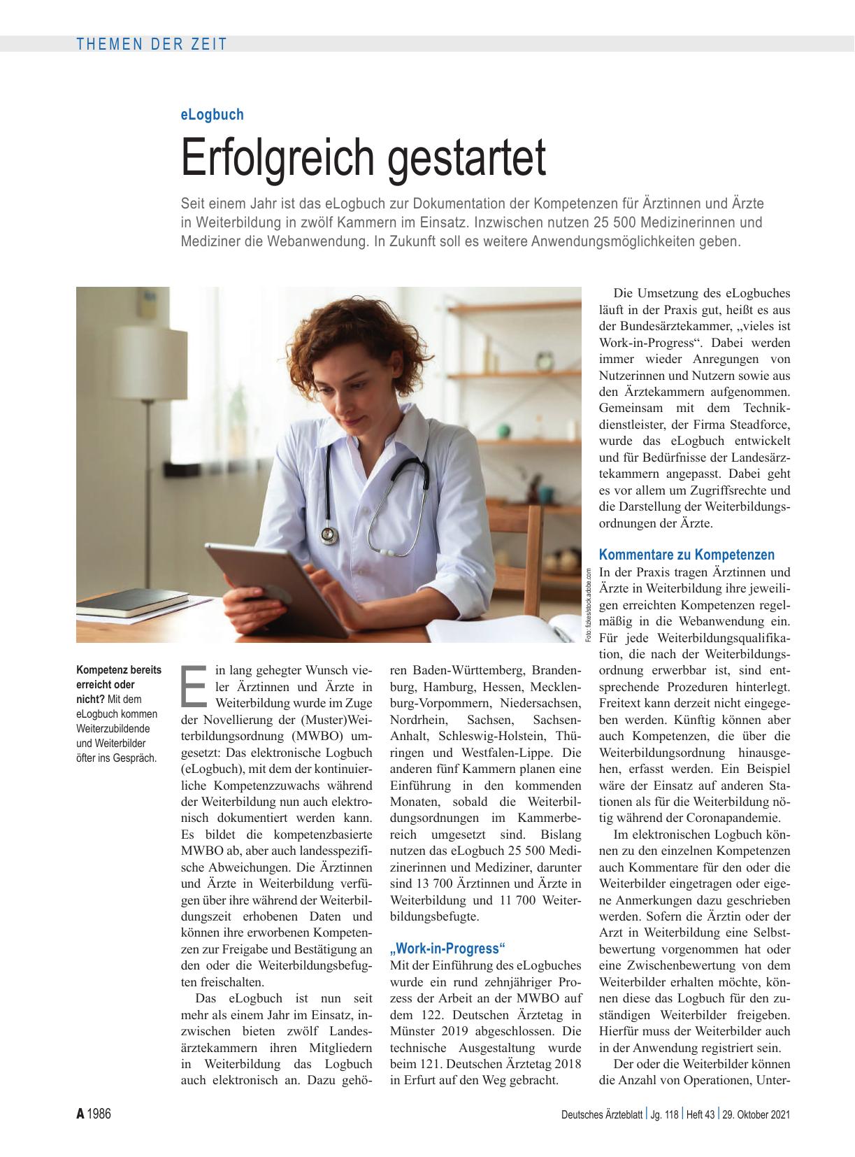Vorschauseite 1: eLogbuch: Erfolgreich gestartet