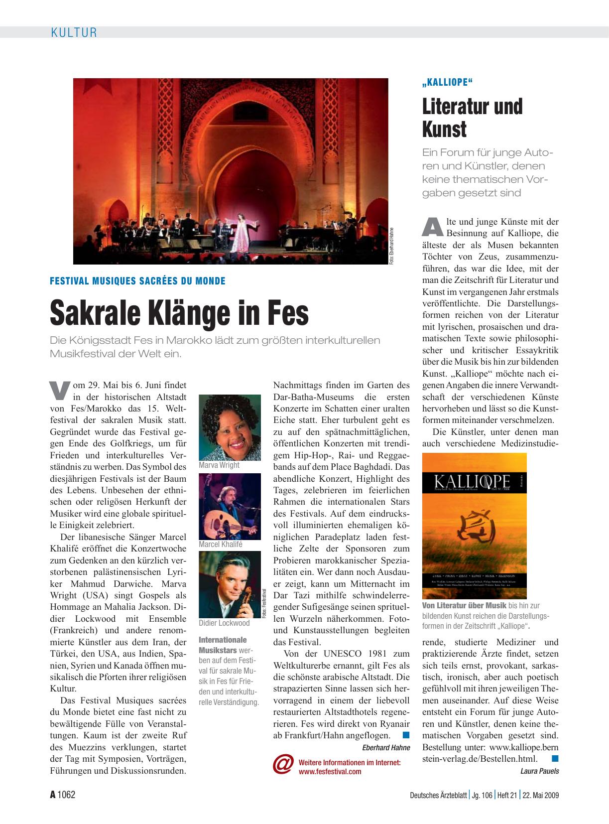 Vorschauseite 1: „Kalliope“: Literatur und Kunst