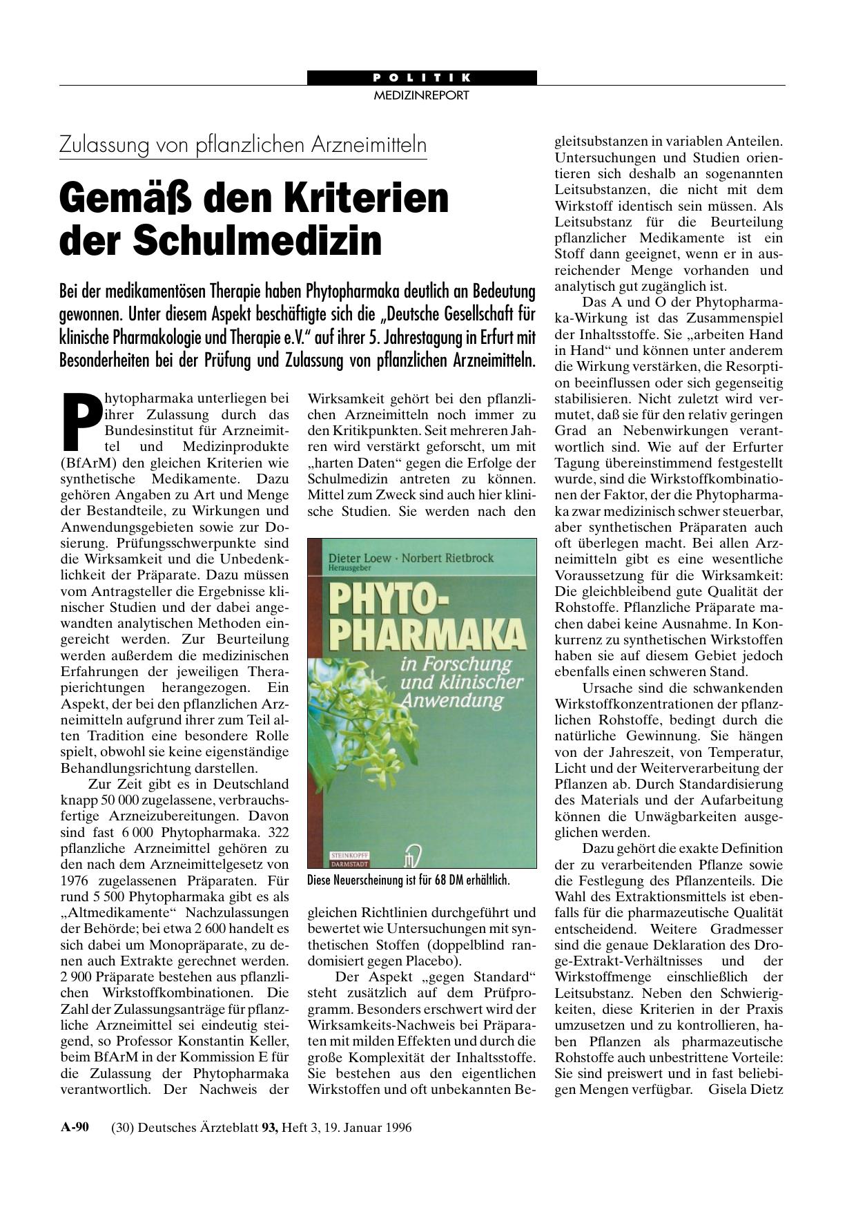 Vorschauseite 1: Zulassung von pflanzlichen Arzneimitteln: Gemäß den Kriterien der Schulmedizin