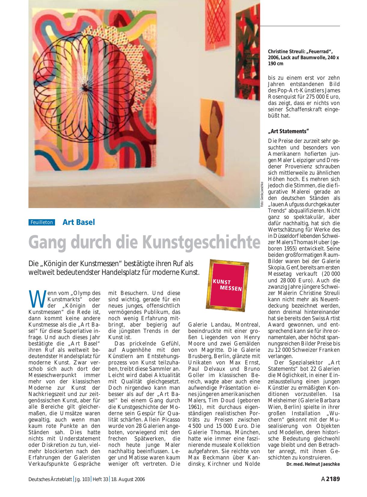 Vorschauseite 1: Art Basel: Gang durch die Kunstgeschichte
