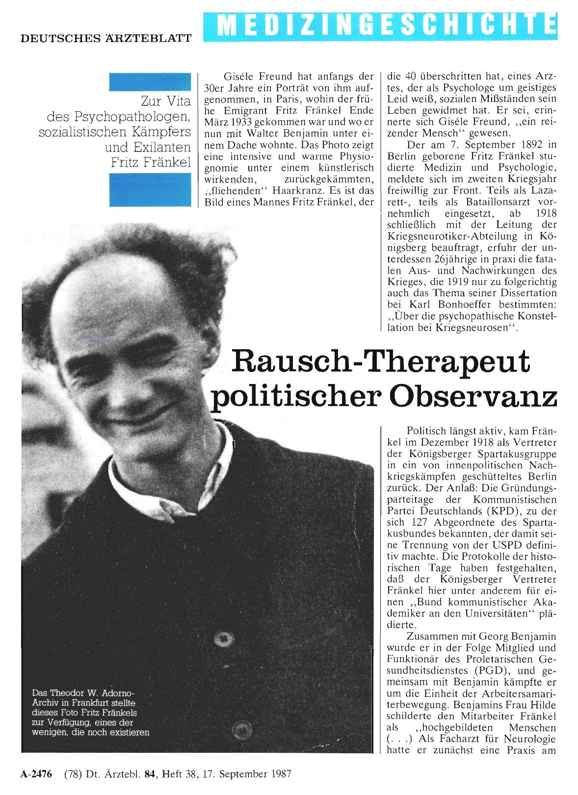 Vorschauseite 1: Rausch-Therapeut politischer Observanz