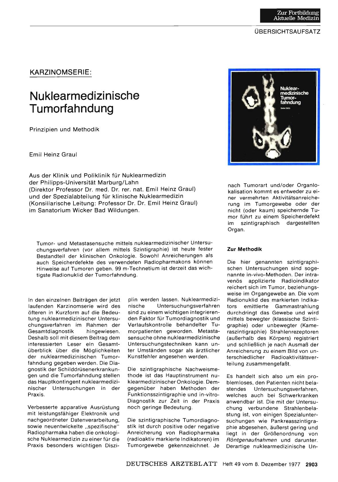 Vorschauseite 1: KARZINOMSERIE: Nuklearmedizinische Tumorfahndung - Prinzipien und Methodik