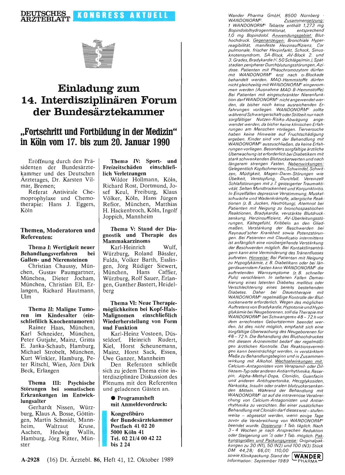 Vorschauseite 1: Einladung zum 14. Interdisziplinären Forum der Bundesärztekanuner