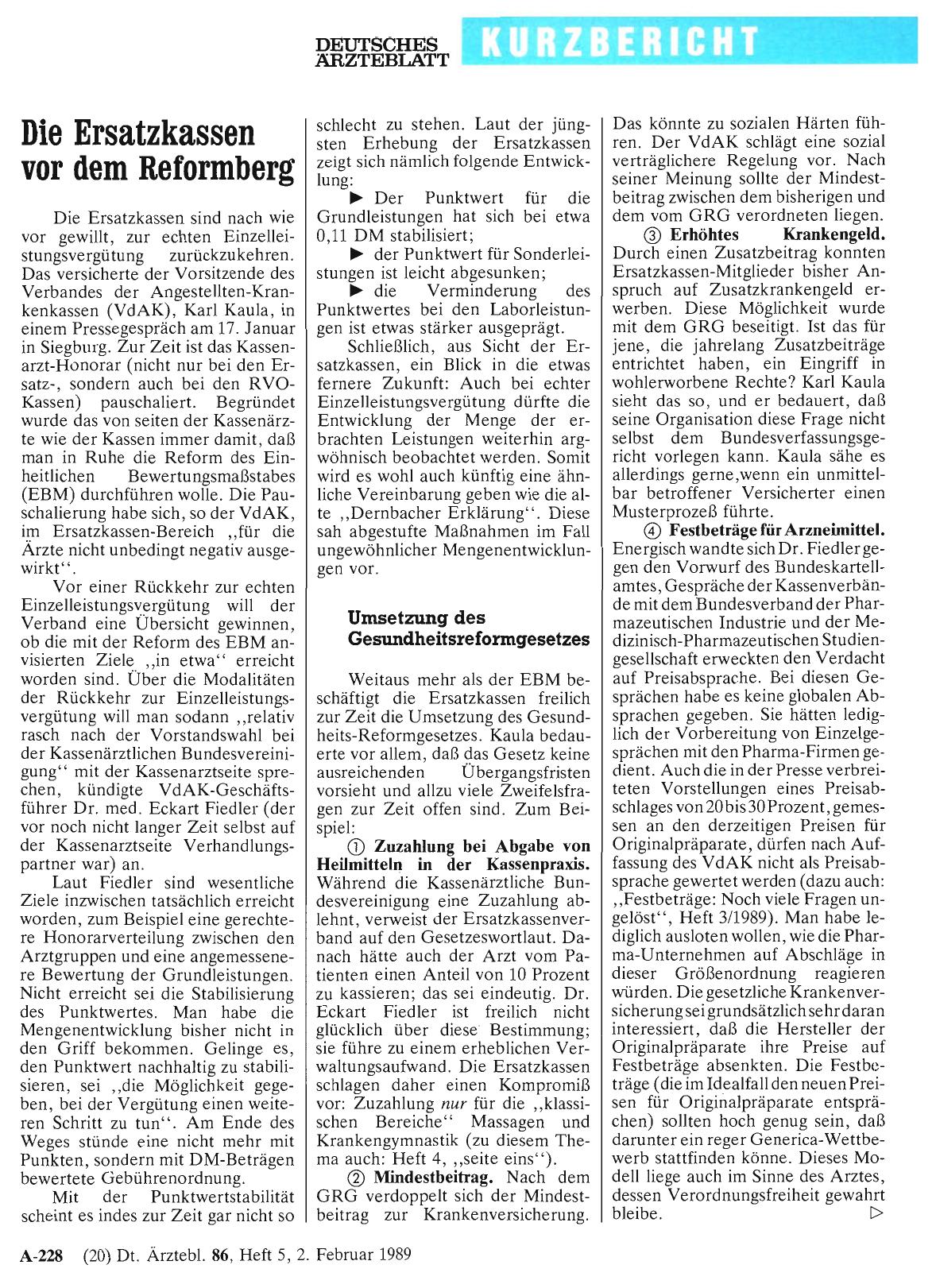 Vorschauseite 1: Die Ersatzkassen vor dem Reformberg