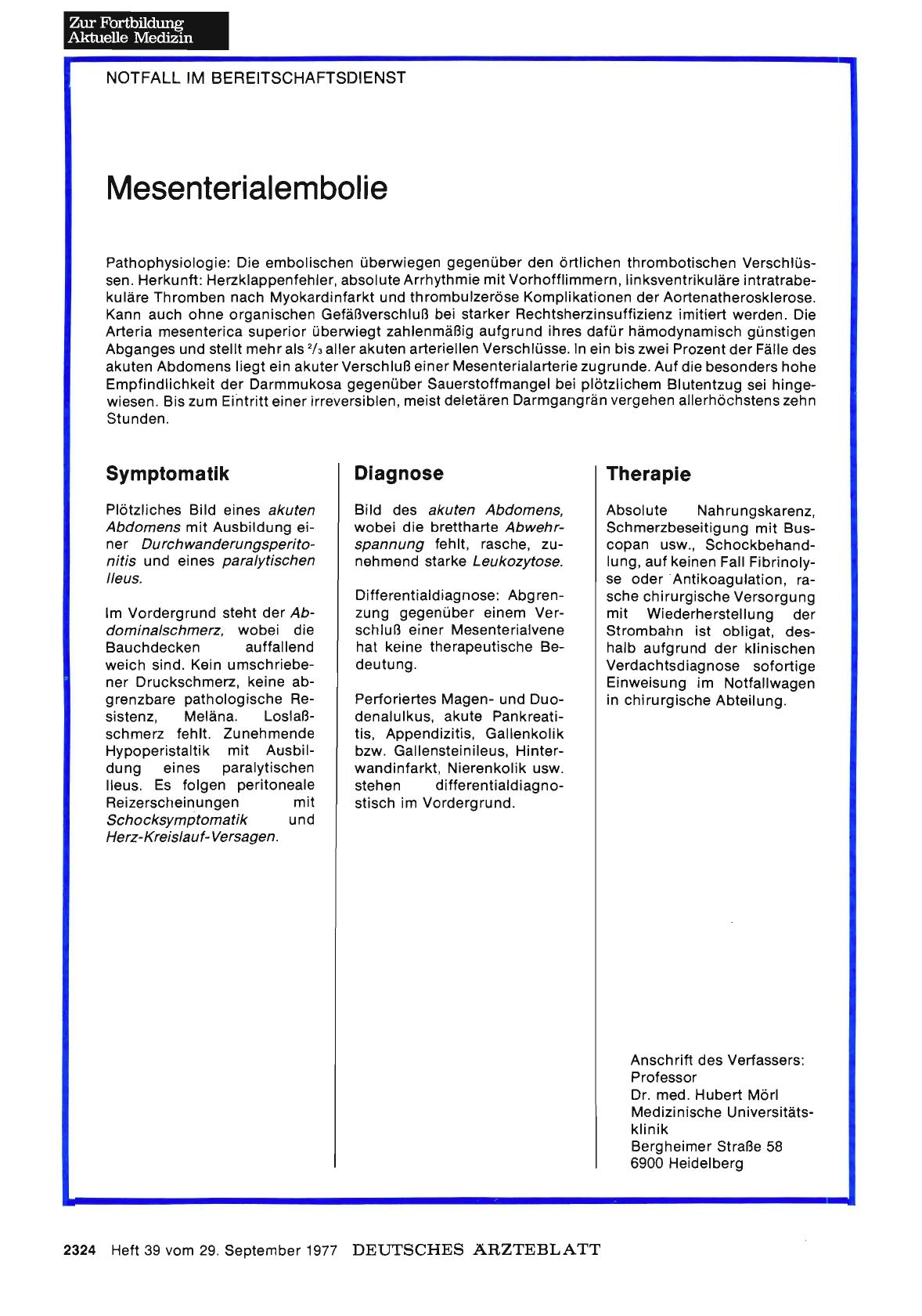 Vorschauseite 1: Mesenterialembolie